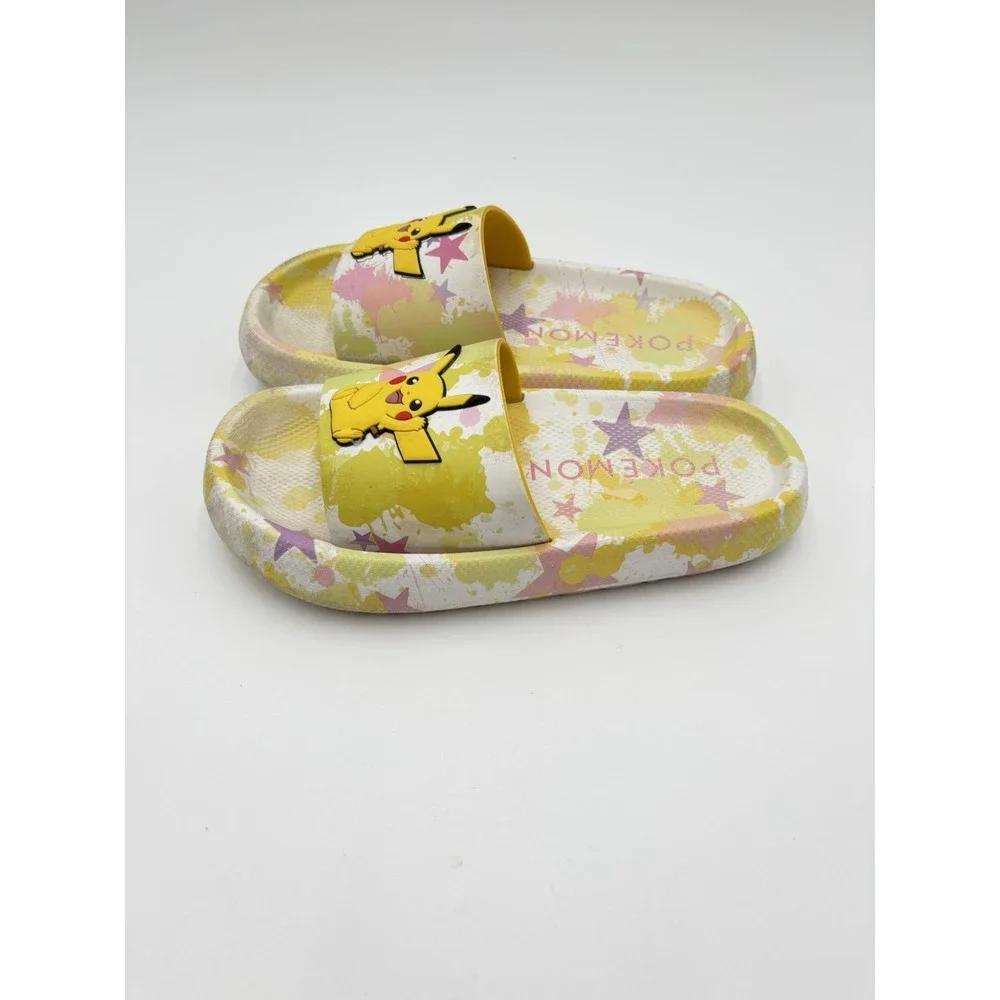 Pokemon Pikachu Kids Slide Sandals Size 6 Yellow Pink Summer Pool Shoes